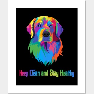 Colorful dog keep clean and stay healthy Posters and Art